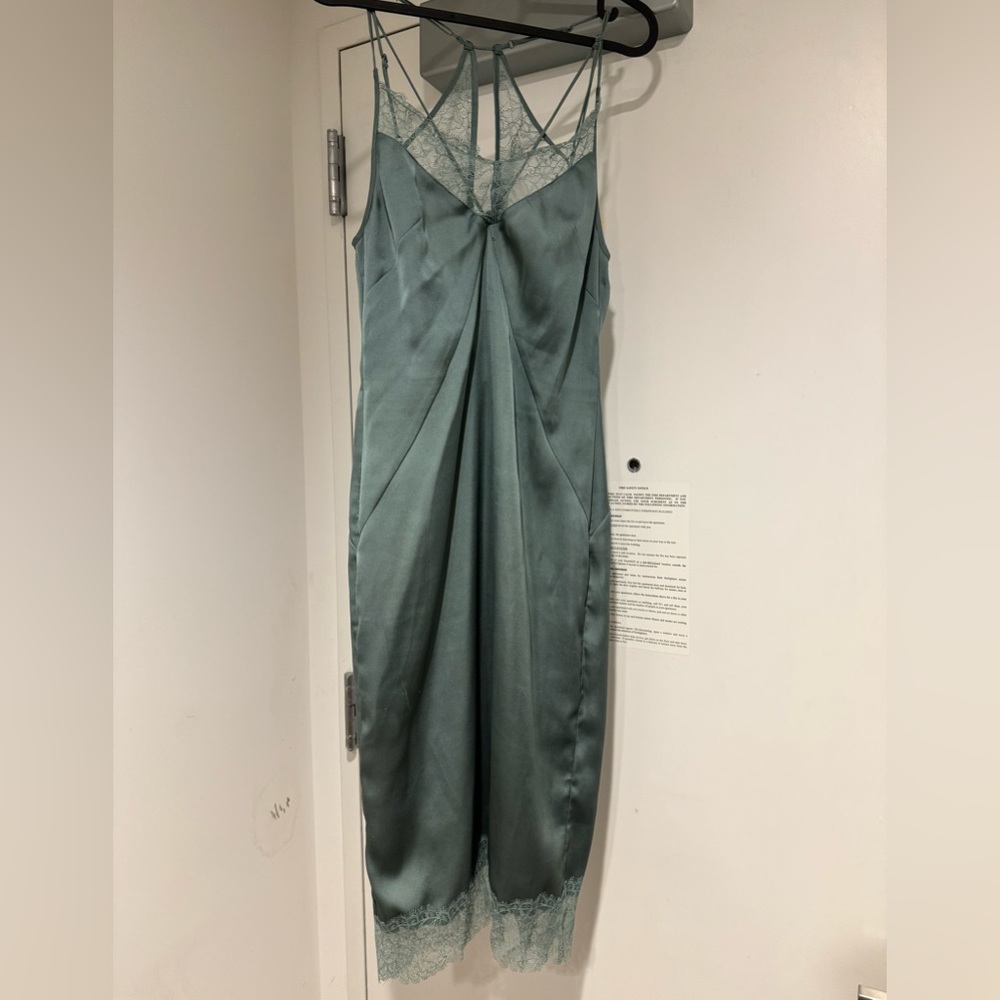 Green slip dress